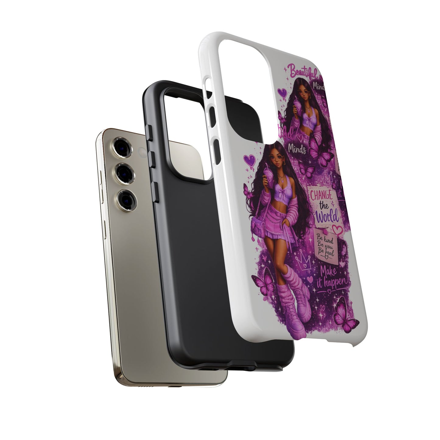 Empowered Girl Phone Case — Pink Butterfly ‘Change the World’ Design