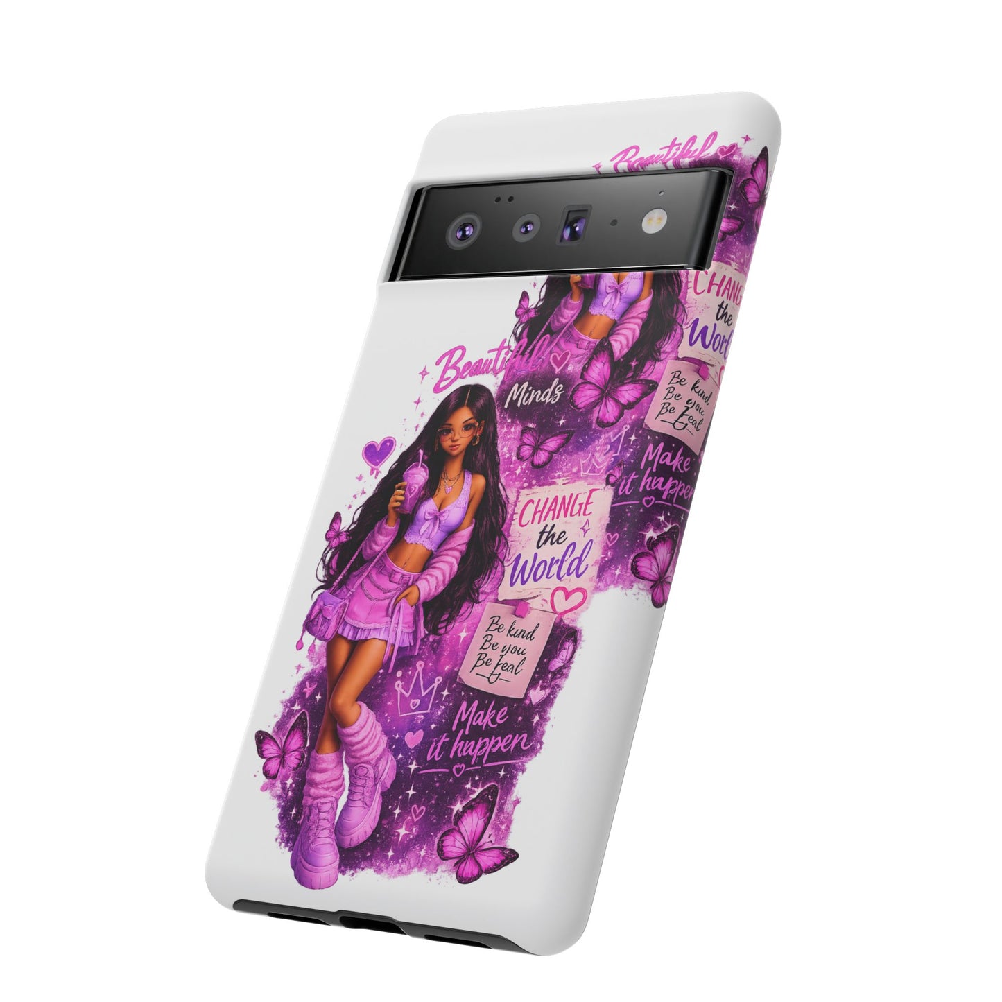 Empowered Girl Phone Case — Pink Butterfly ‘Change the World’ Design