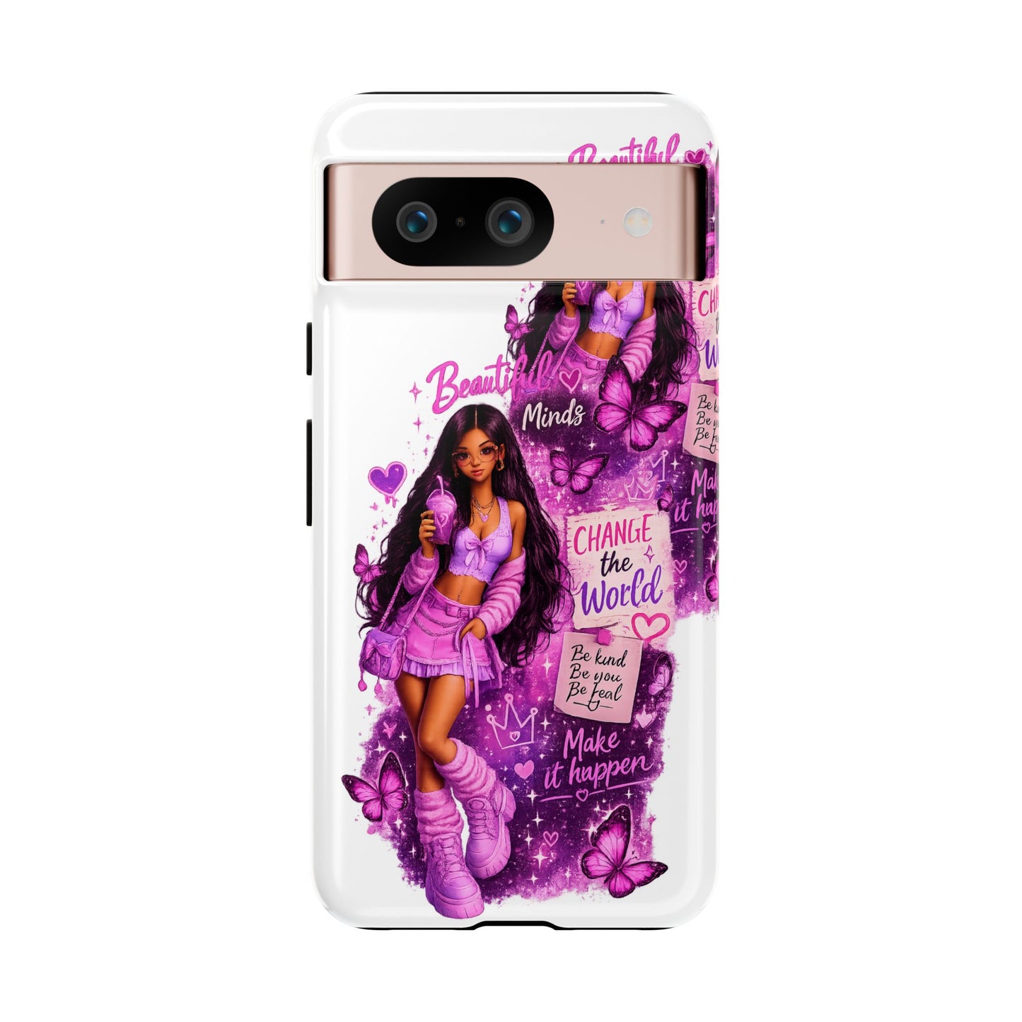 Empowered Girl Phone Case — Pink Butterfly ‘Change the World’ Design