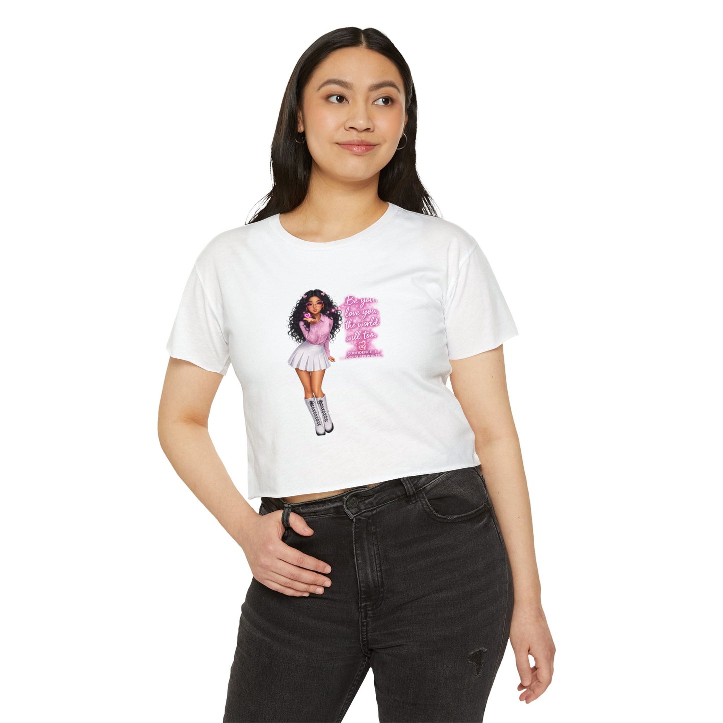 Women's Festival Crop Top — Pink Glitter Diva Graphic