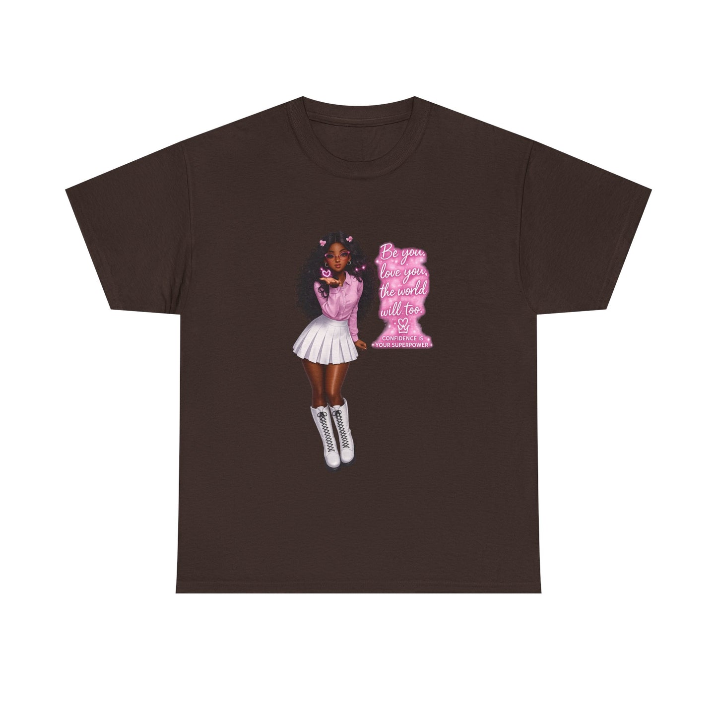 Afro Pink Cheerleader Tee – "Queen" Graphic Cotton T-Shirt