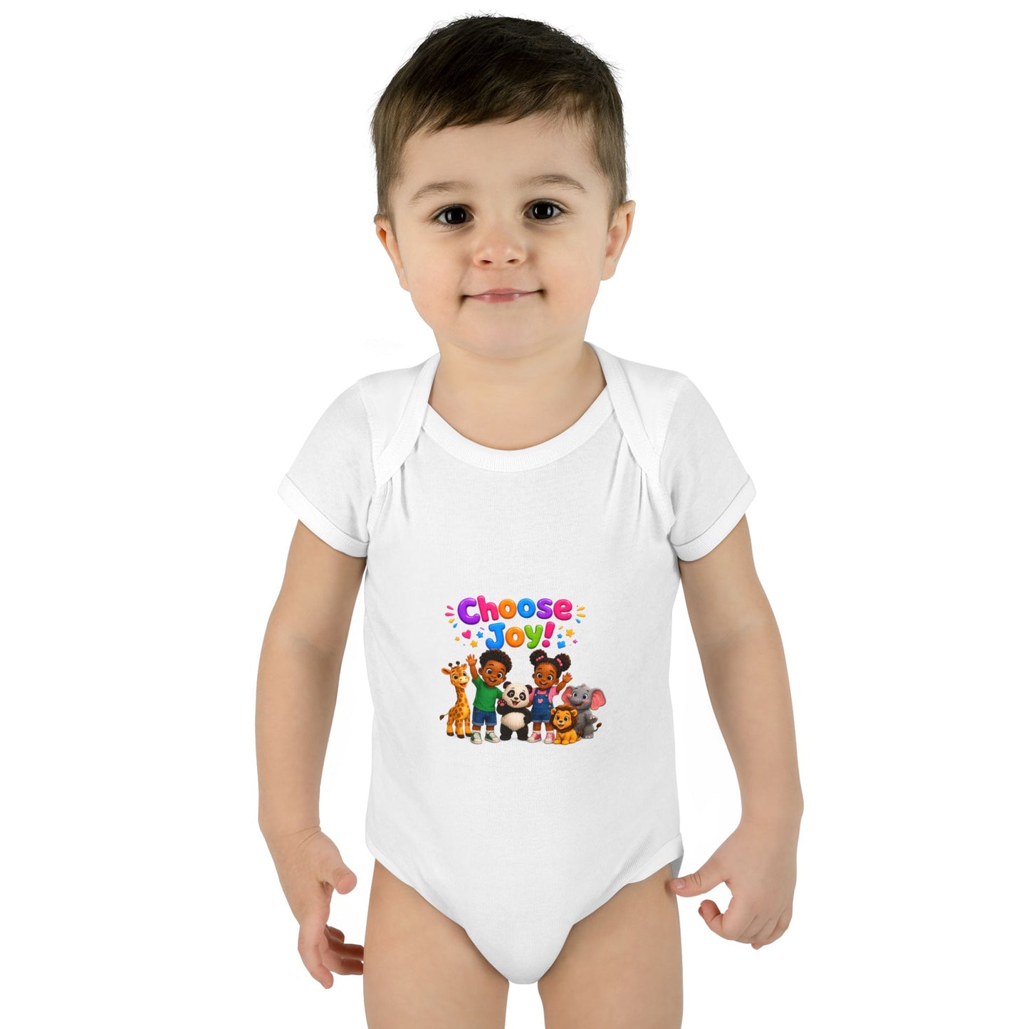 Choose Joy! Baby Bodysuit — Cute Animal Crew Infant Onesie