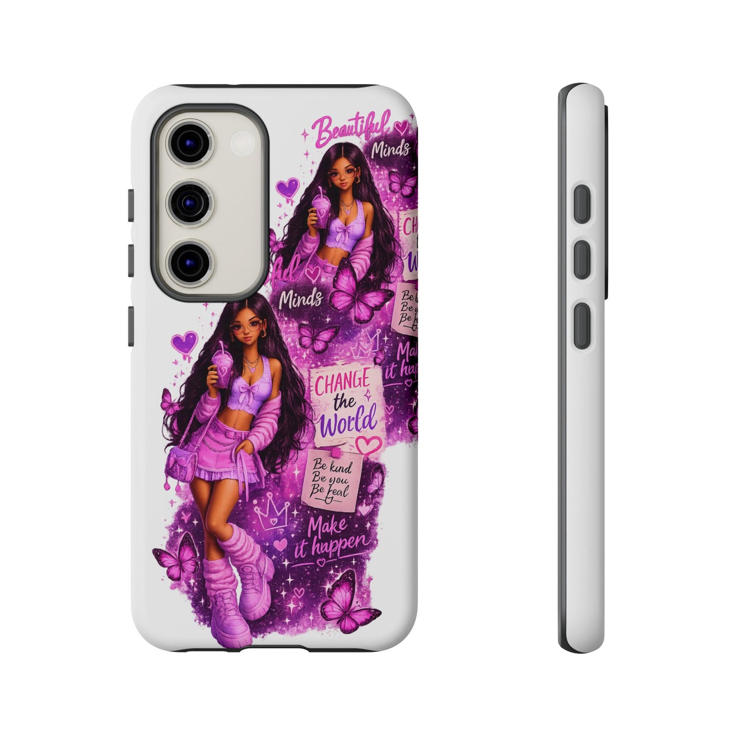Empowered Girl Phone Case — Pink Butterfly ‘Change the World’ Design