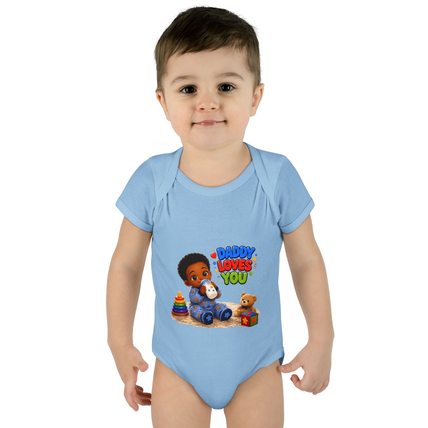 Daddy Loves You Infant Bodysuit — Cute Baby Boy Onesie with Toys Graphic