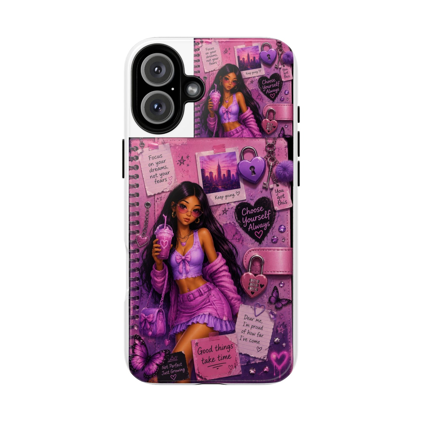 Purple Aesthetic Phone Case — Girl Collage 'Choose Yourself' Design