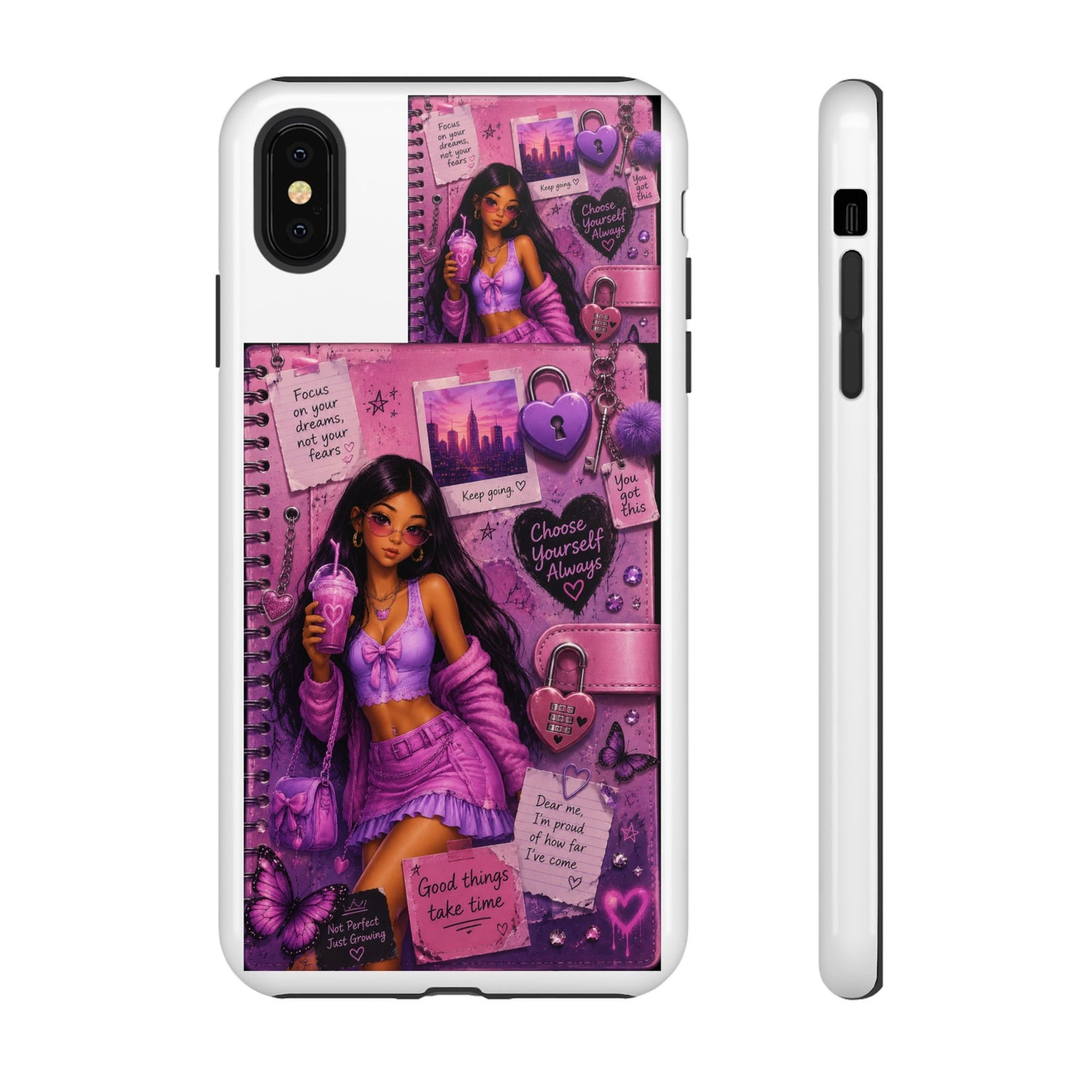 Purple Aesthetic Phone Case — Girl Collage 'Choose Yourself' Design