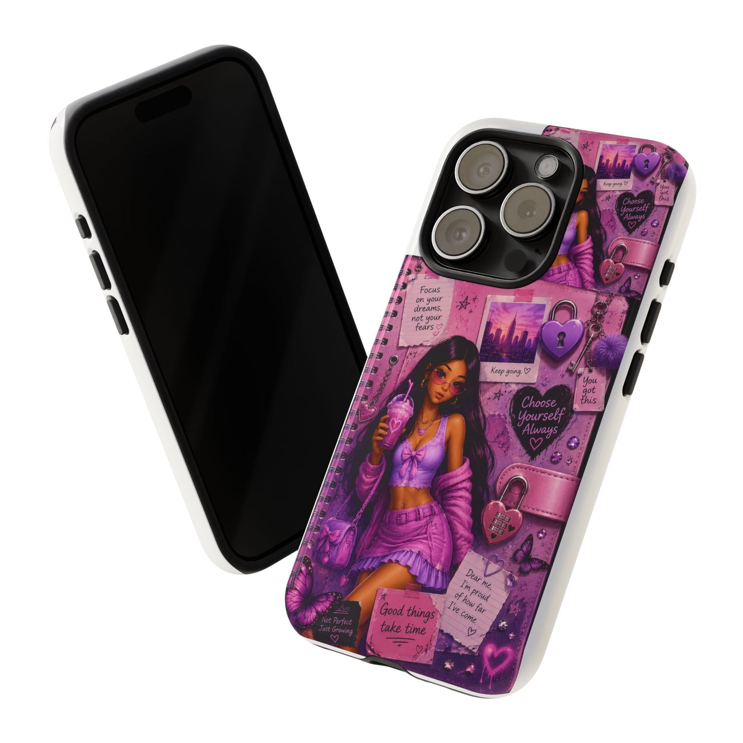 Purple Aesthetic Phone Case — Girl Collage 'Choose Yourself' Design