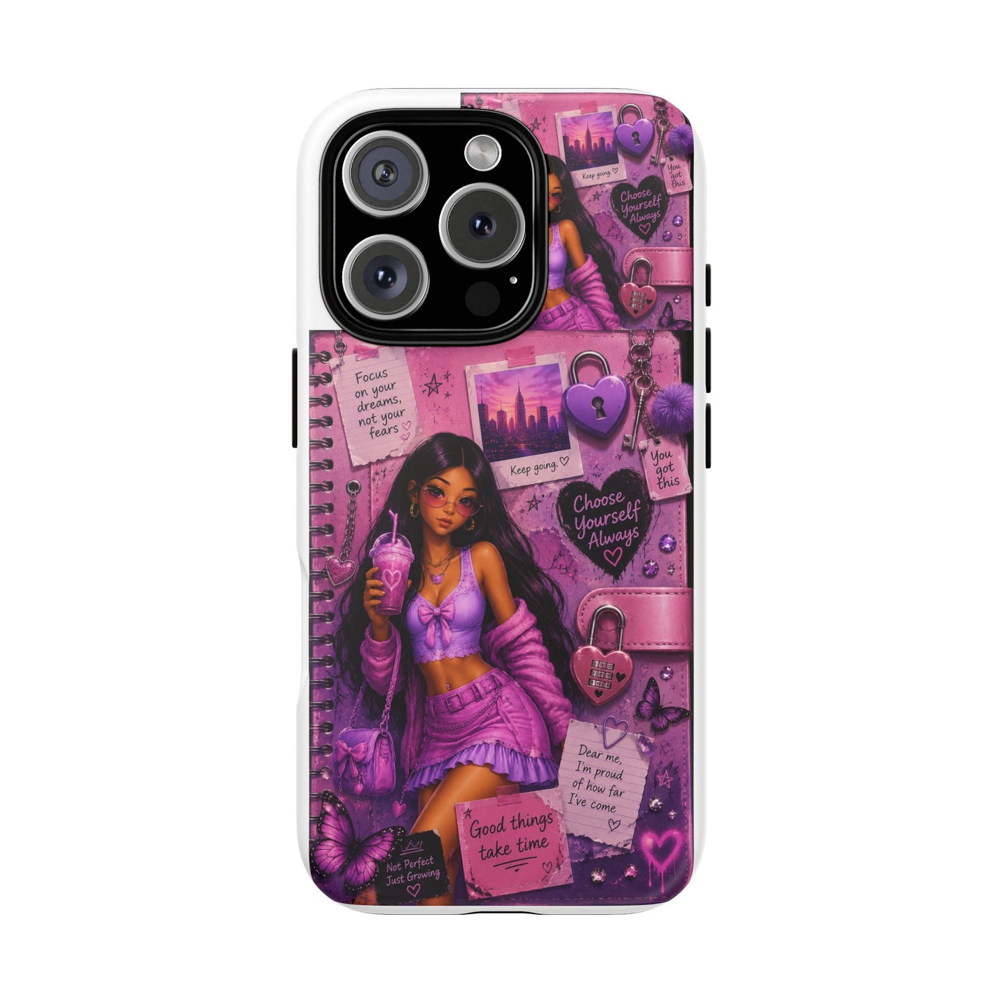 Purple Aesthetic Phone Case — Girl Collage 'Choose Yourself' Design