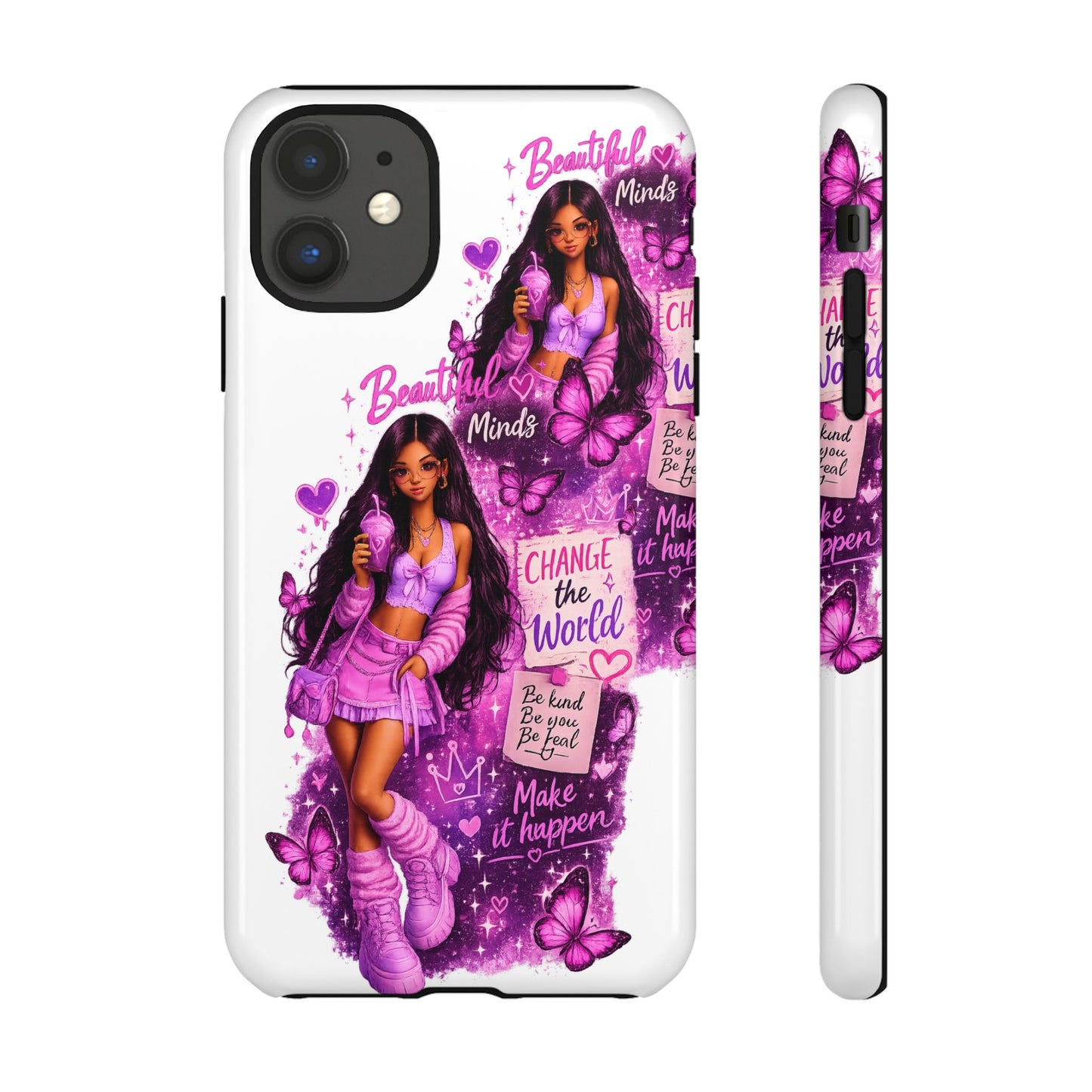 Empowered Girl Phone Case — Pink Butterfly ‘Change the World’ Design