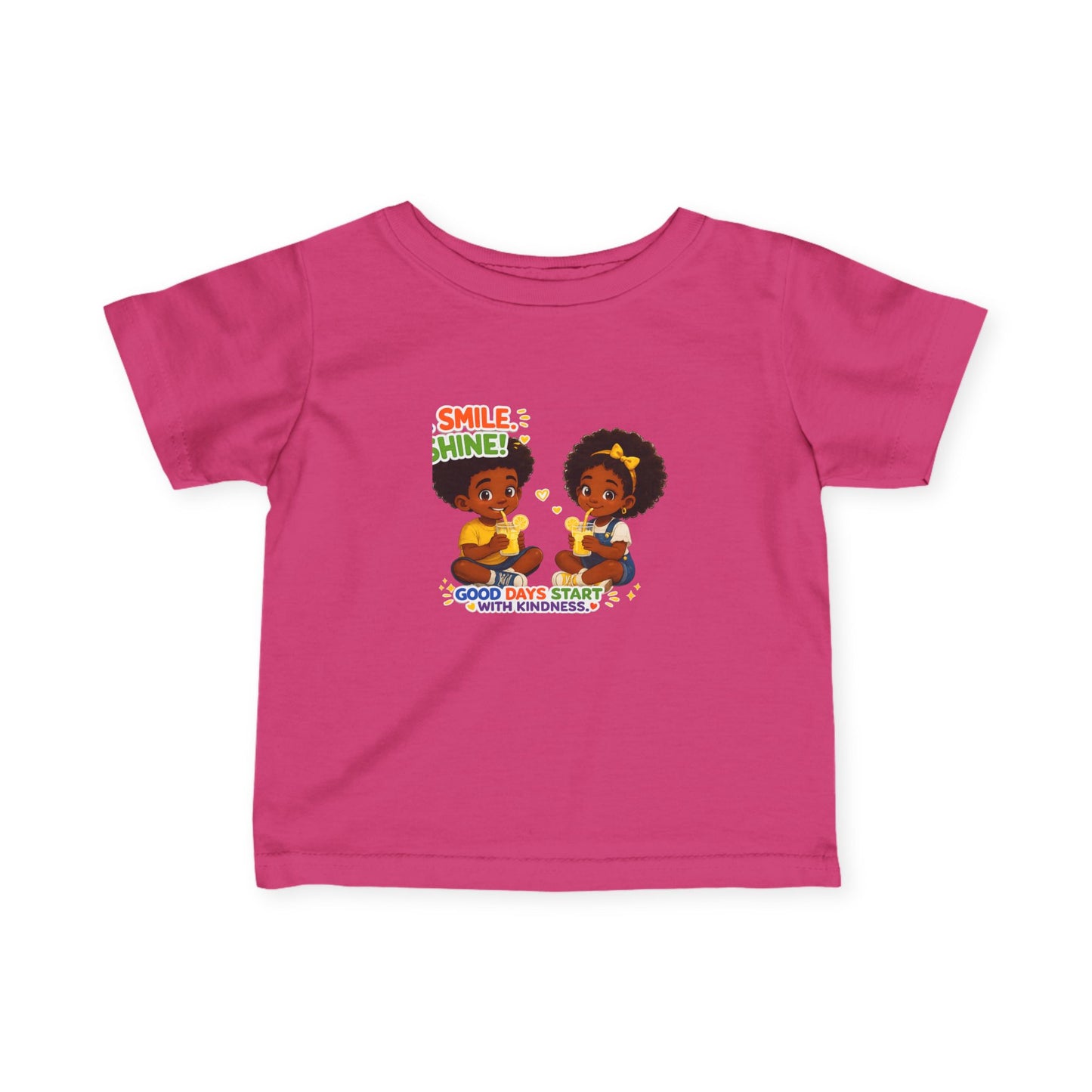 Infant Tee — "Smile, Shine! Good Days Start With Breakfast" Cute African American Kids Graphic