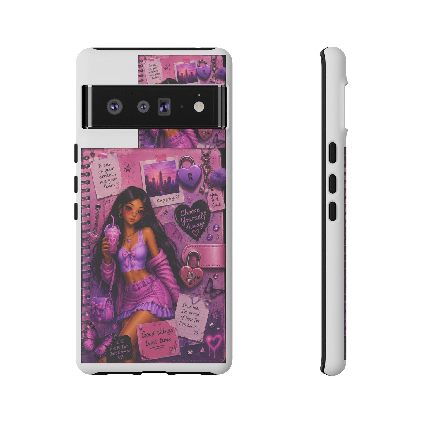 Purple Aesthetic Phone Case — Girl Collage 'Choose Yourself' Design