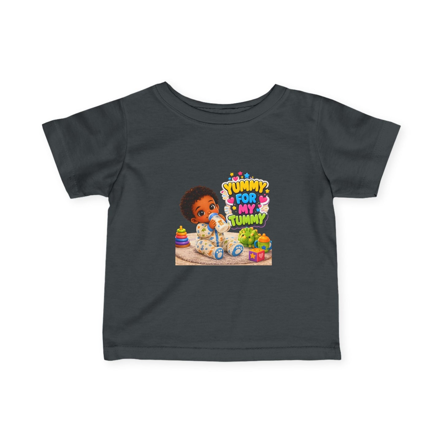 Infant Tee – "Yummy for My Tummy" Cute Baby Feeding Graphic