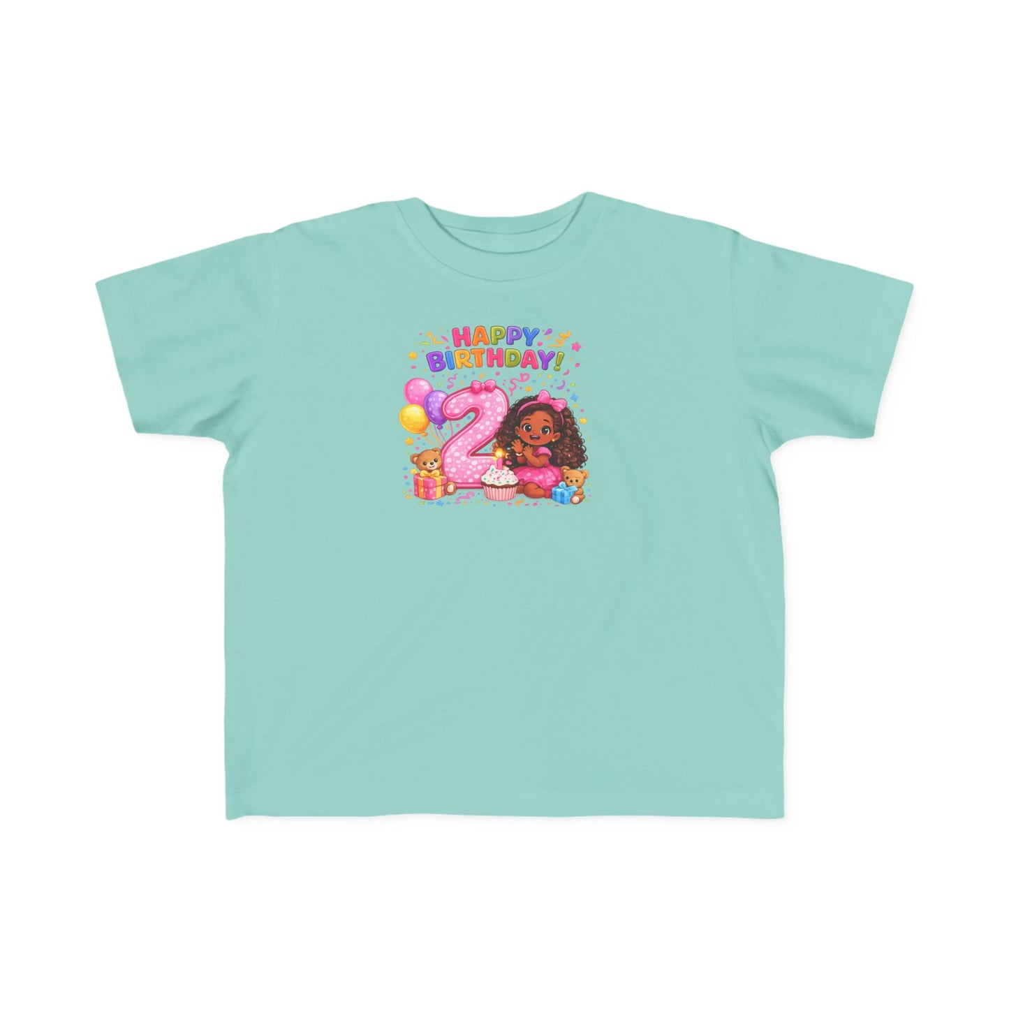 Toddler Birthday Tee — "Happy Birthday 2" Girl Balloon Party Shirt
