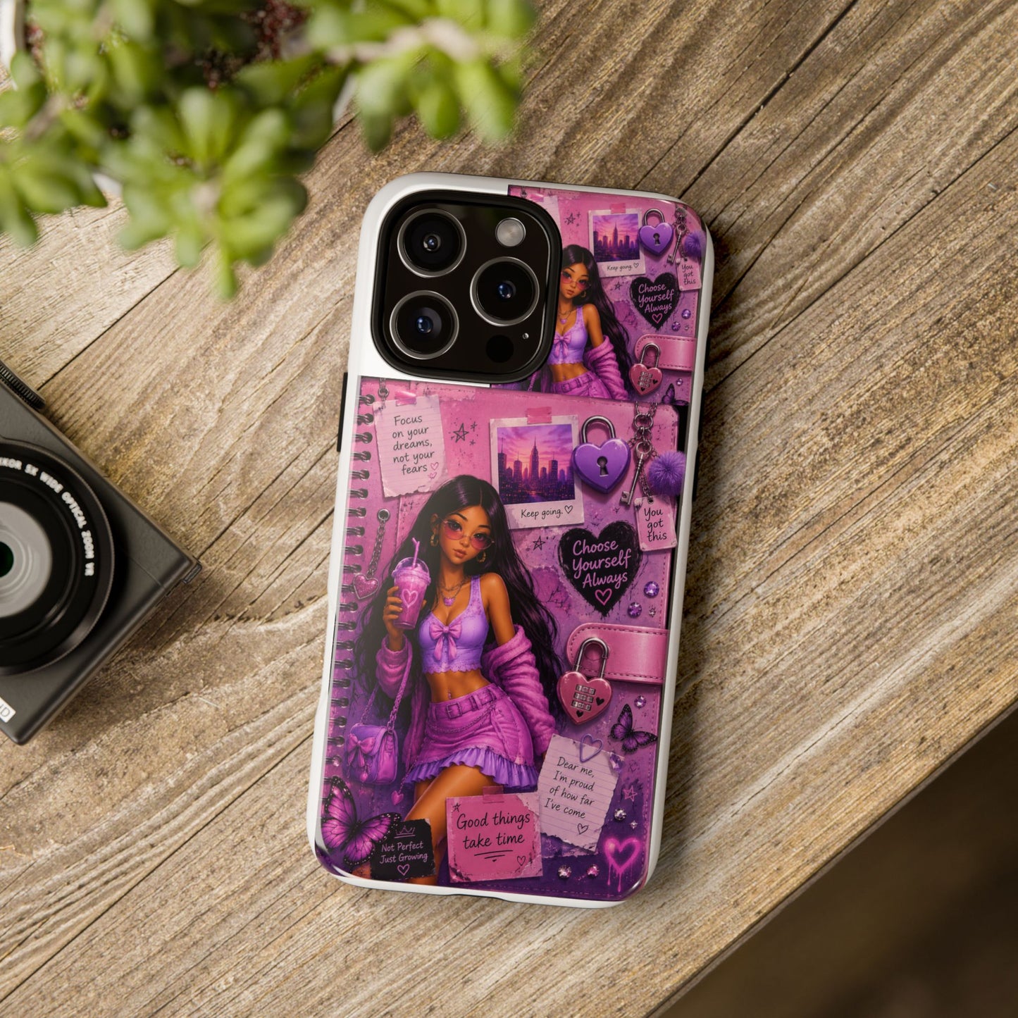 Purple Aesthetic Phone Case — Girl Collage 'Choose Yourself' Design