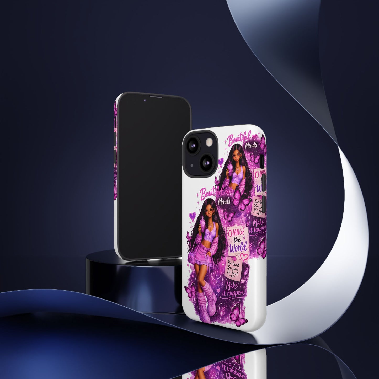 Empowered Girl Phone Case — Pink Butterfly ‘Change the World’ Design