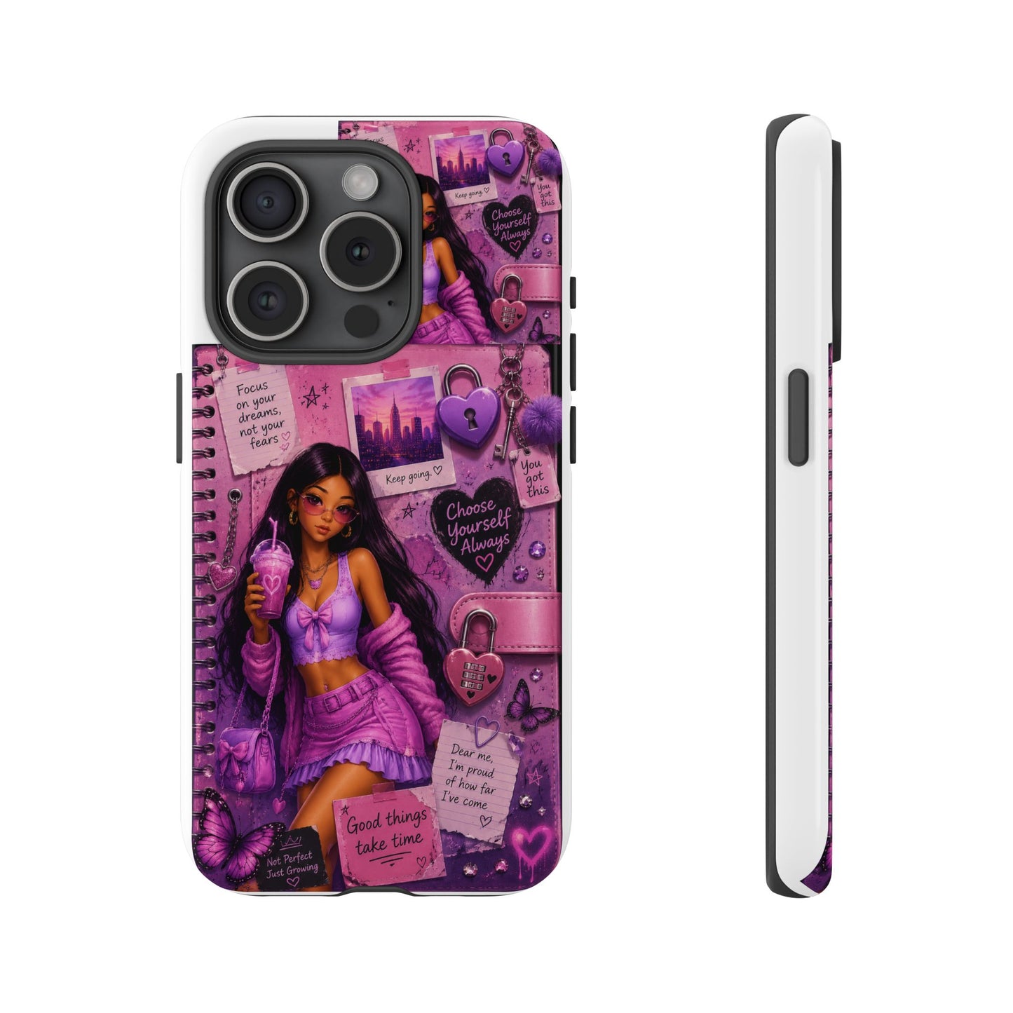 Purple Aesthetic Phone Case — Girl Collage 'Choose Yourself' Design