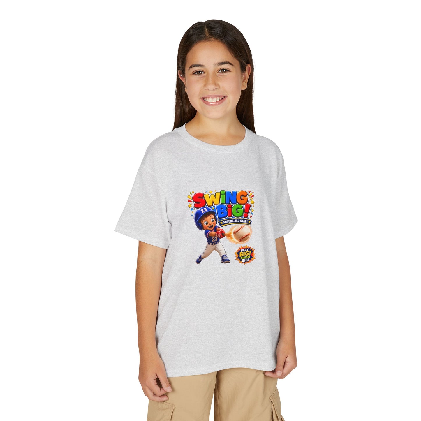 Youth T-Shirt - "SWING BIG!" Baseball Design | Kids Sports Tee