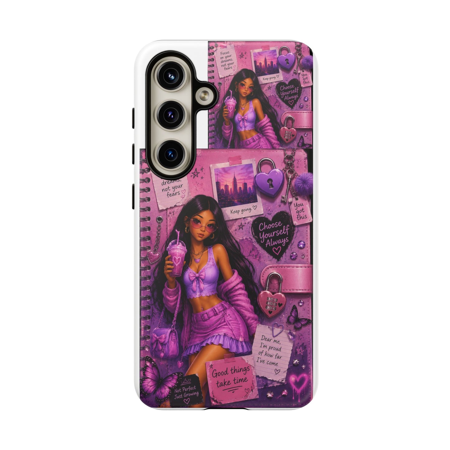 Purple Aesthetic Phone Case — Girl Collage 'Choose Yourself' Design