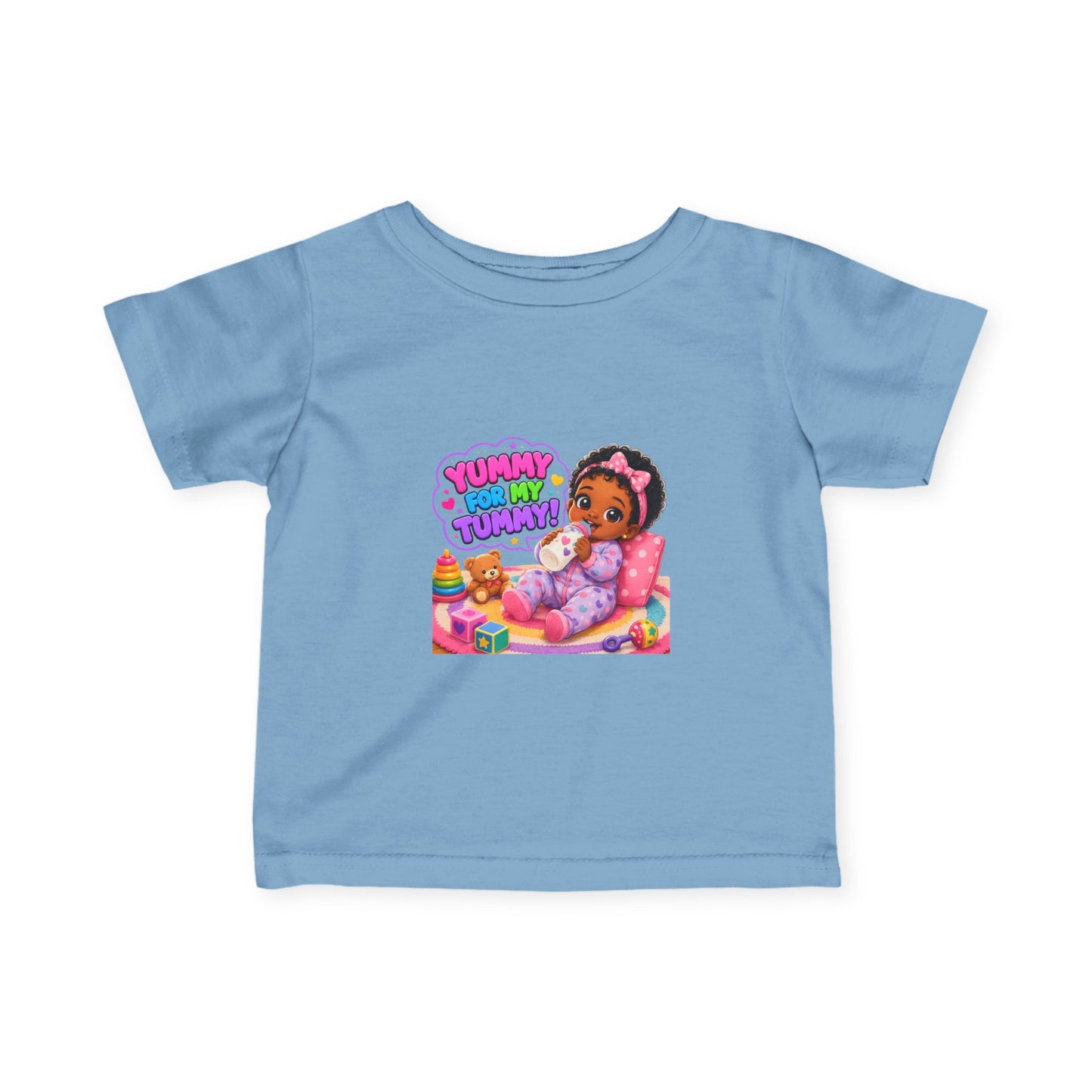 Infant Tee — "Yummy for My Tummy" Baby Girl Graphic Shirt