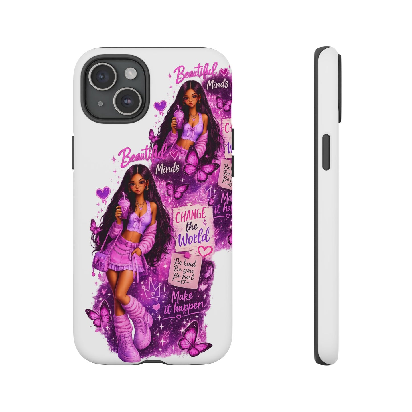 Empowered Girl Phone Case — Pink Butterfly ‘Change the World’ Design