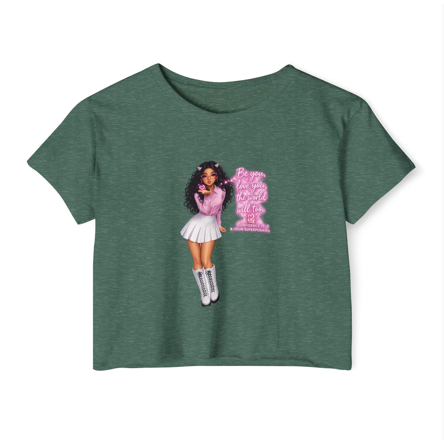 Women's Festival Crop Top — Pink Glitter Diva Graphic