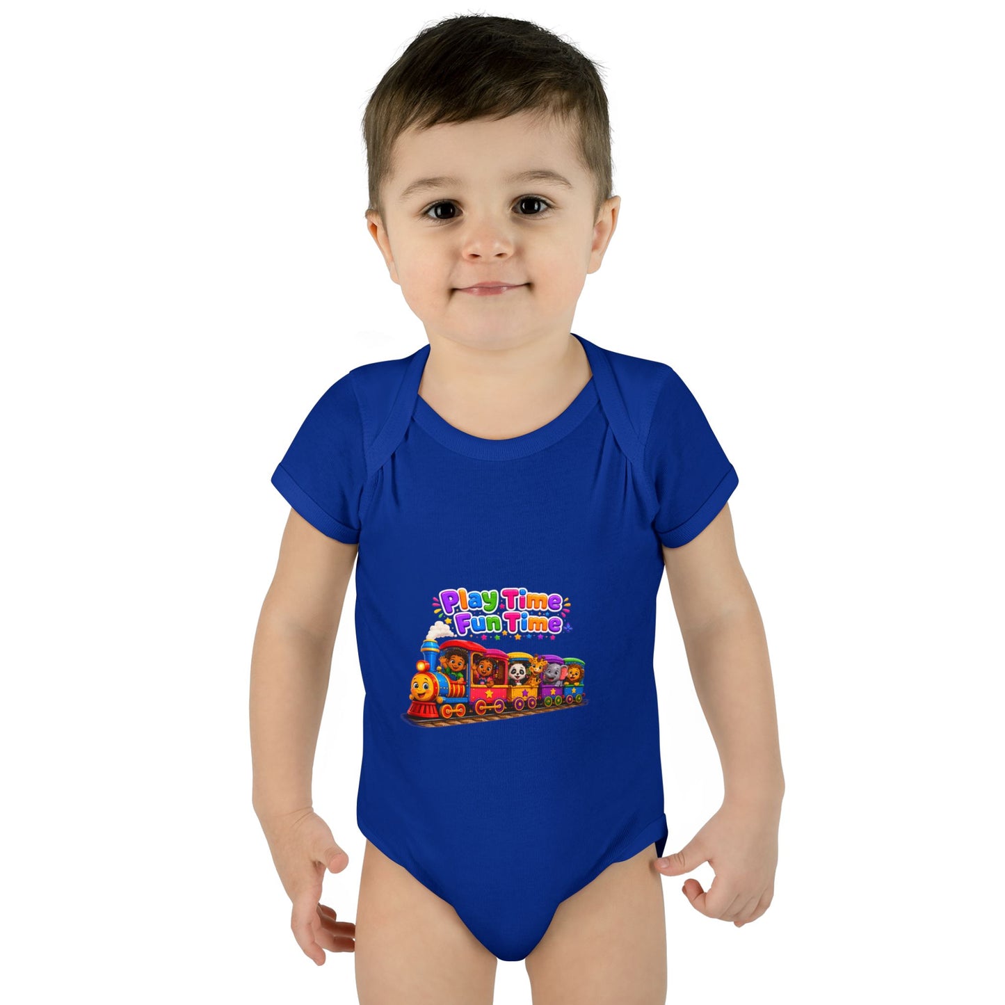Play Time Fun Time Train Baby Bodysuit — Colorful Infant Onesie