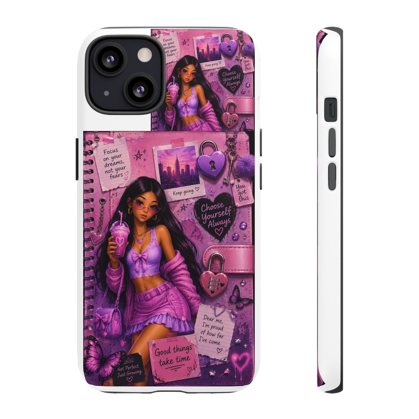Purple Aesthetic Phone Case — Girl Collage 'Choose Yourself' Design