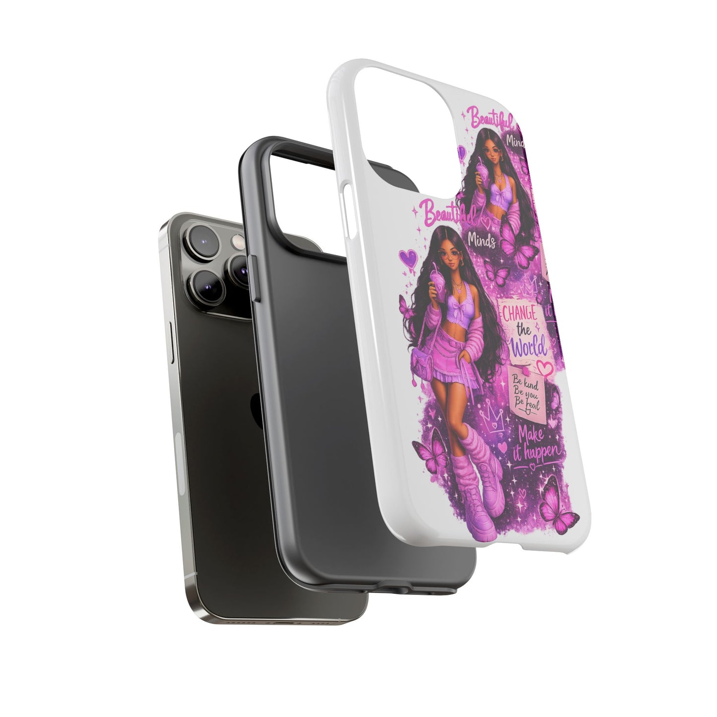 Empowered Girl Phone Case — Pink Butterfly ‘Change the World’ Design