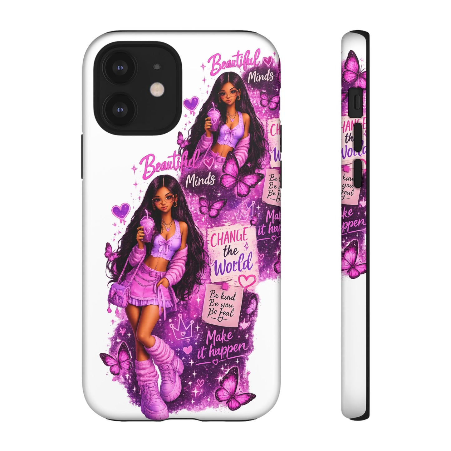 Empowered Girl Phone Case — Pink Butterfly ‘Change the World’ Design