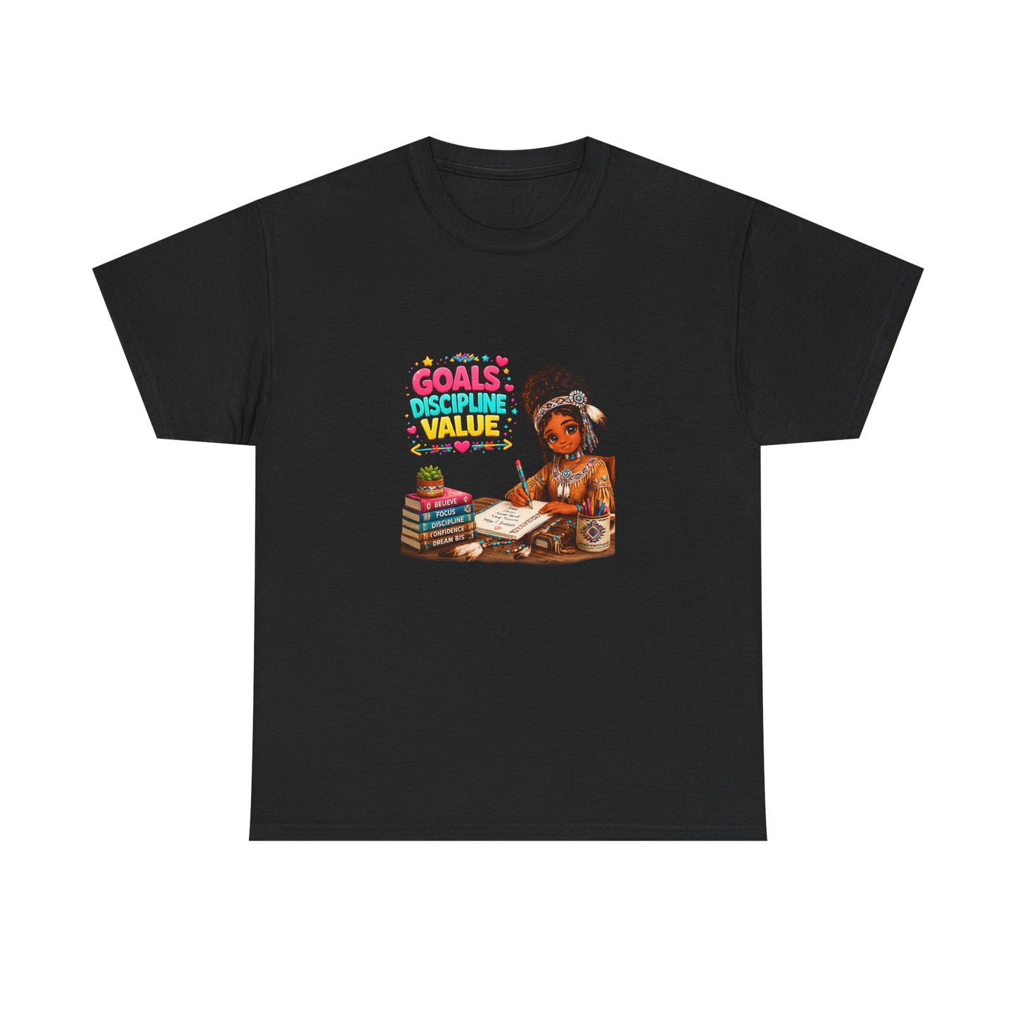 Motivational Study T-Shirt — "Goals, Discipline, Value" Graphic Tee for Students & Learners