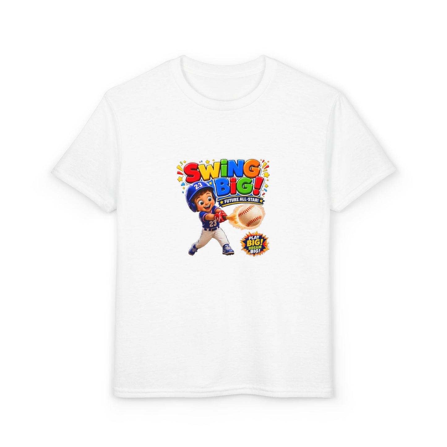 Youth T-Shirt - "SWING BIG!" Baseball Design | Kids Sports Tee