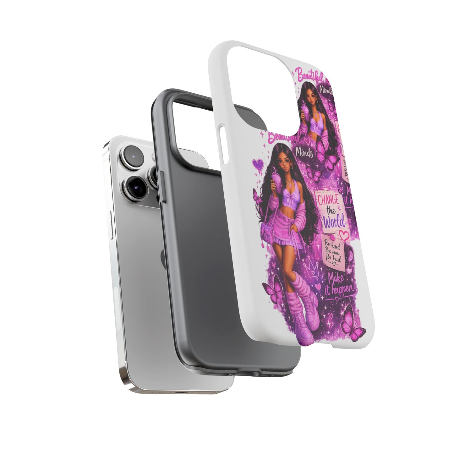 Empowered Girl Phone Case — Pink Butterfly ‘Change the World’ Design