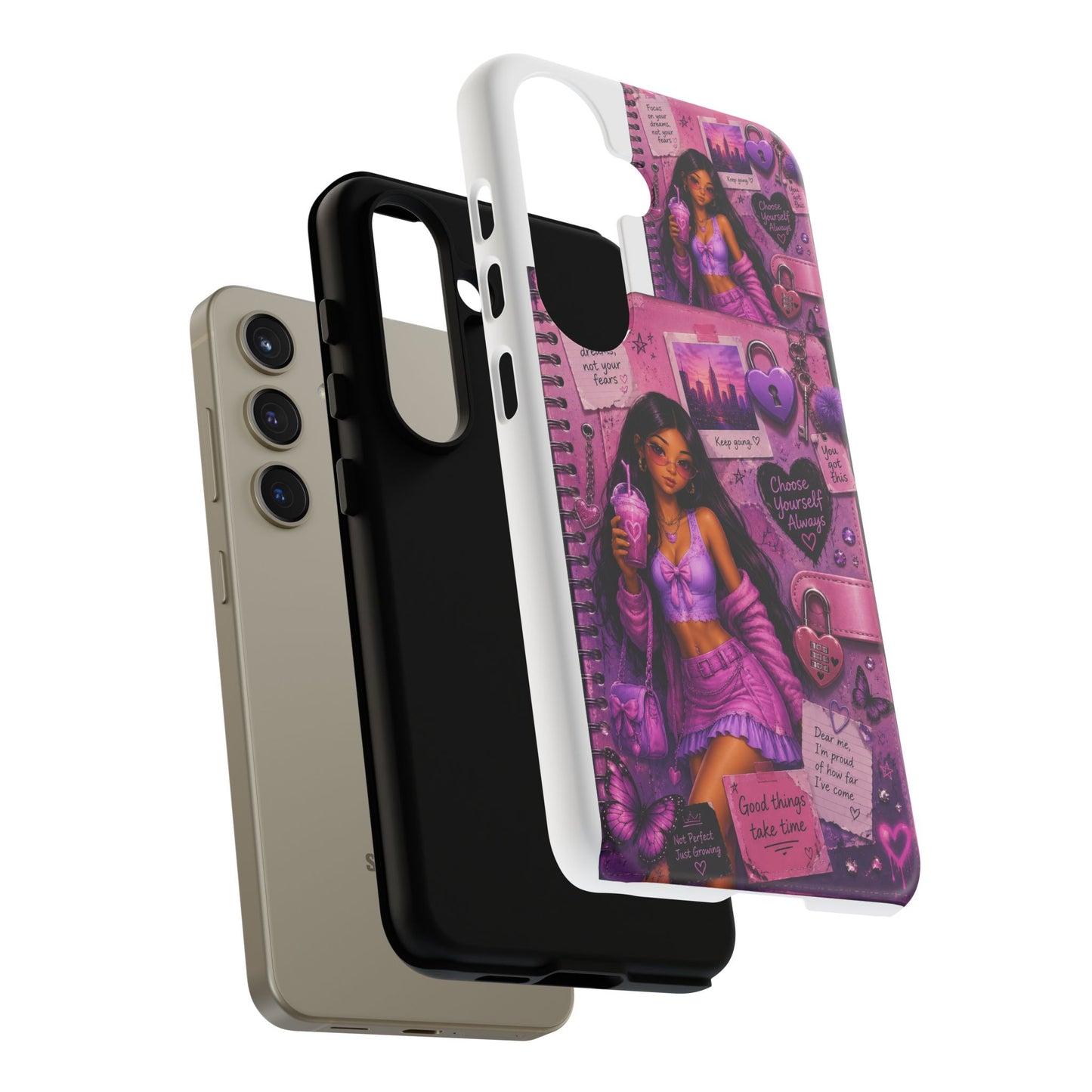 Purple Aesthetic Phone Case — Girl Collage 'Choose Yourself' Design