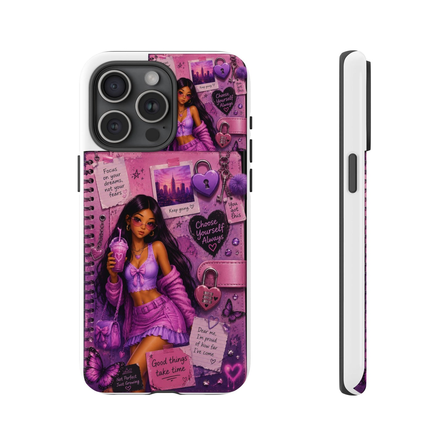 Purple Aesthetic Phone Case — Girl Collage 'Choose Yourself' Design