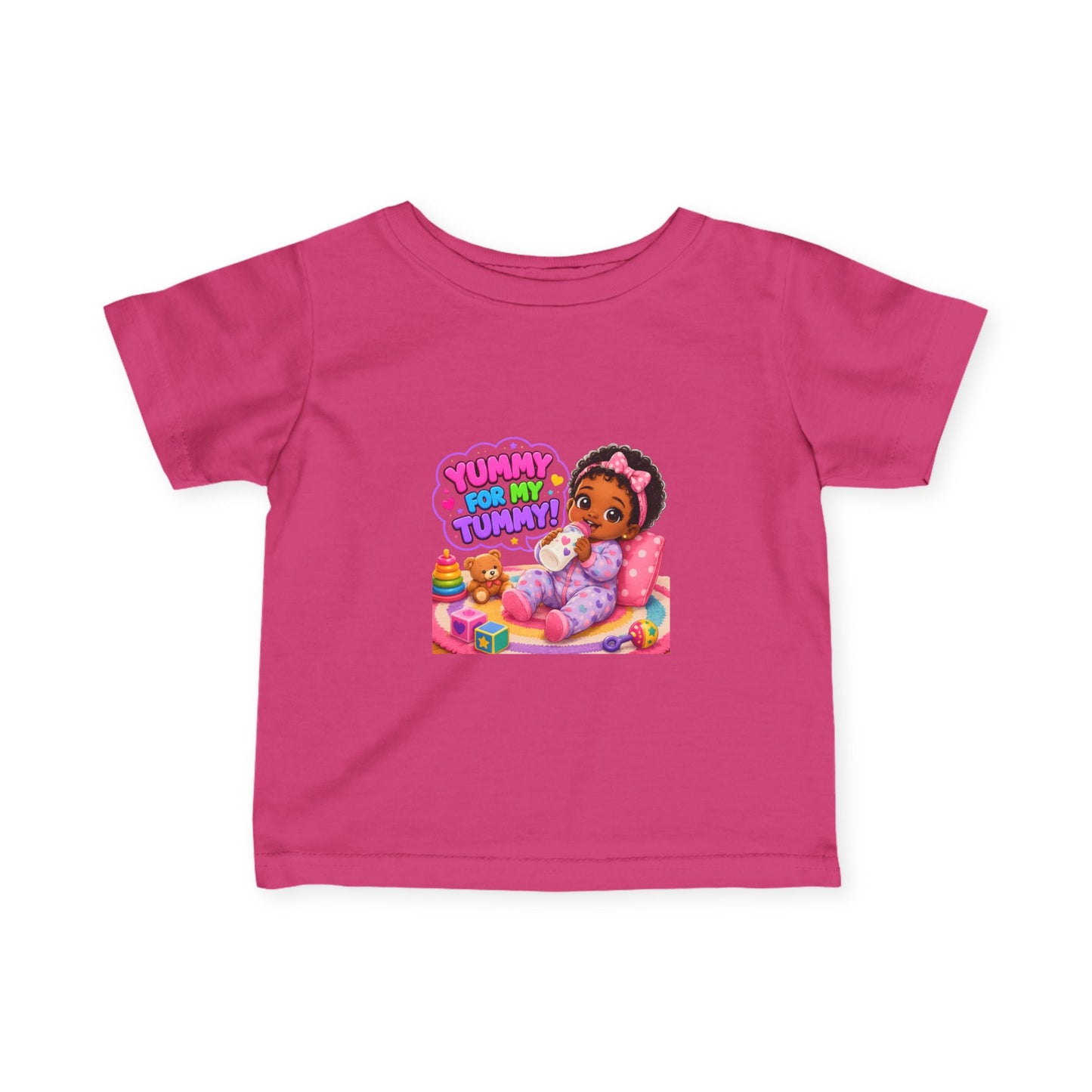 Infant Tee — "Yummy for My Tummy" Baby Girl Graphic Shirt
