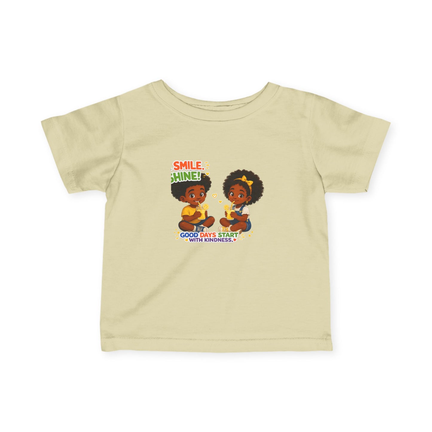 Infant Tee — "Smile, Shine! Good Days Start With Breakfast" Cute African American Kids Graphic