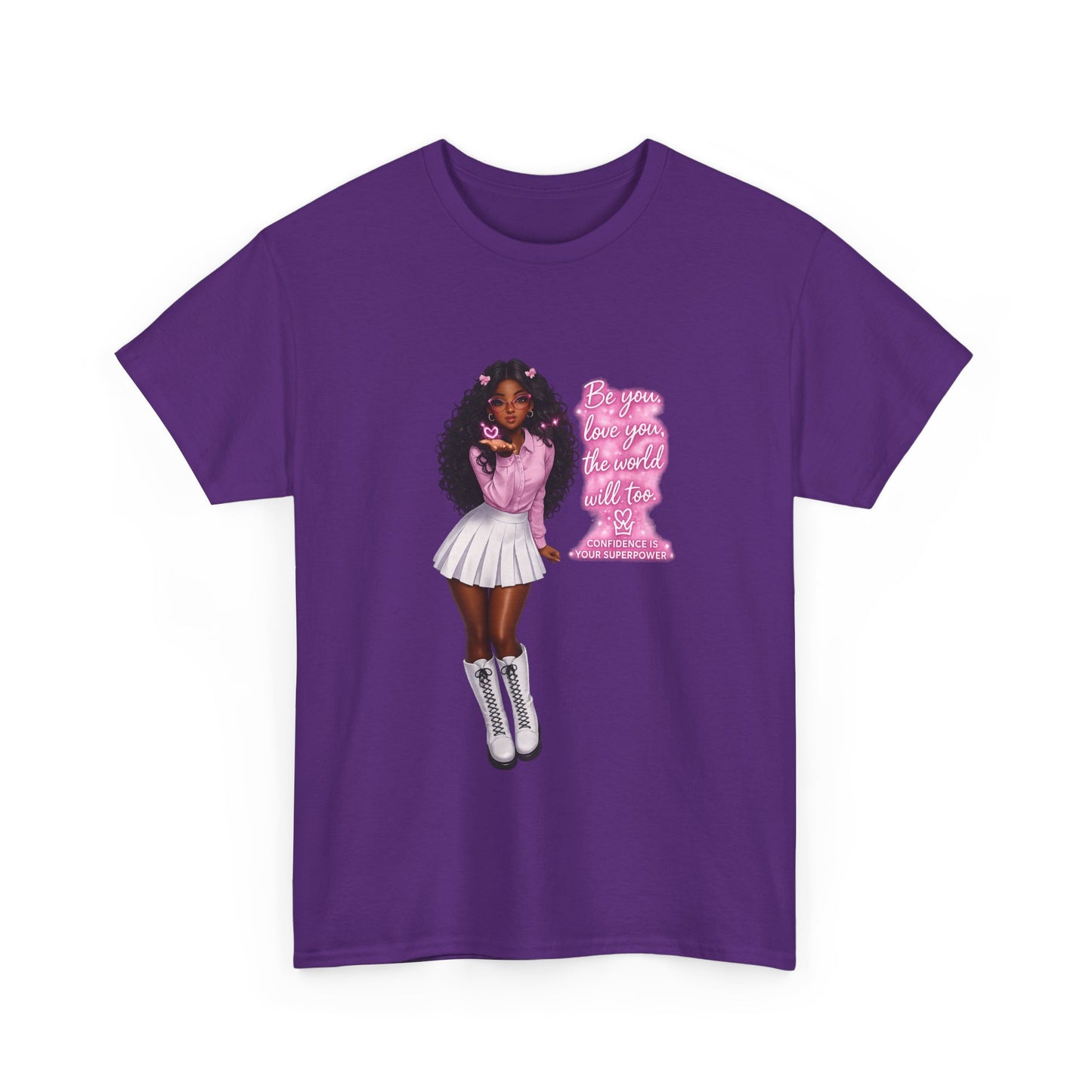 Afro Pink Cheerleader Tee – "Queen" Graphic Cotton T-Shirt