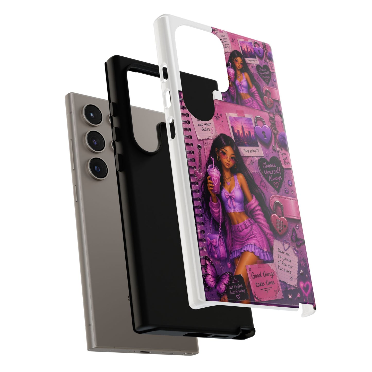 Purple Aesthetic Phone Case — Girl Collage 'Choose Yourself' Design
