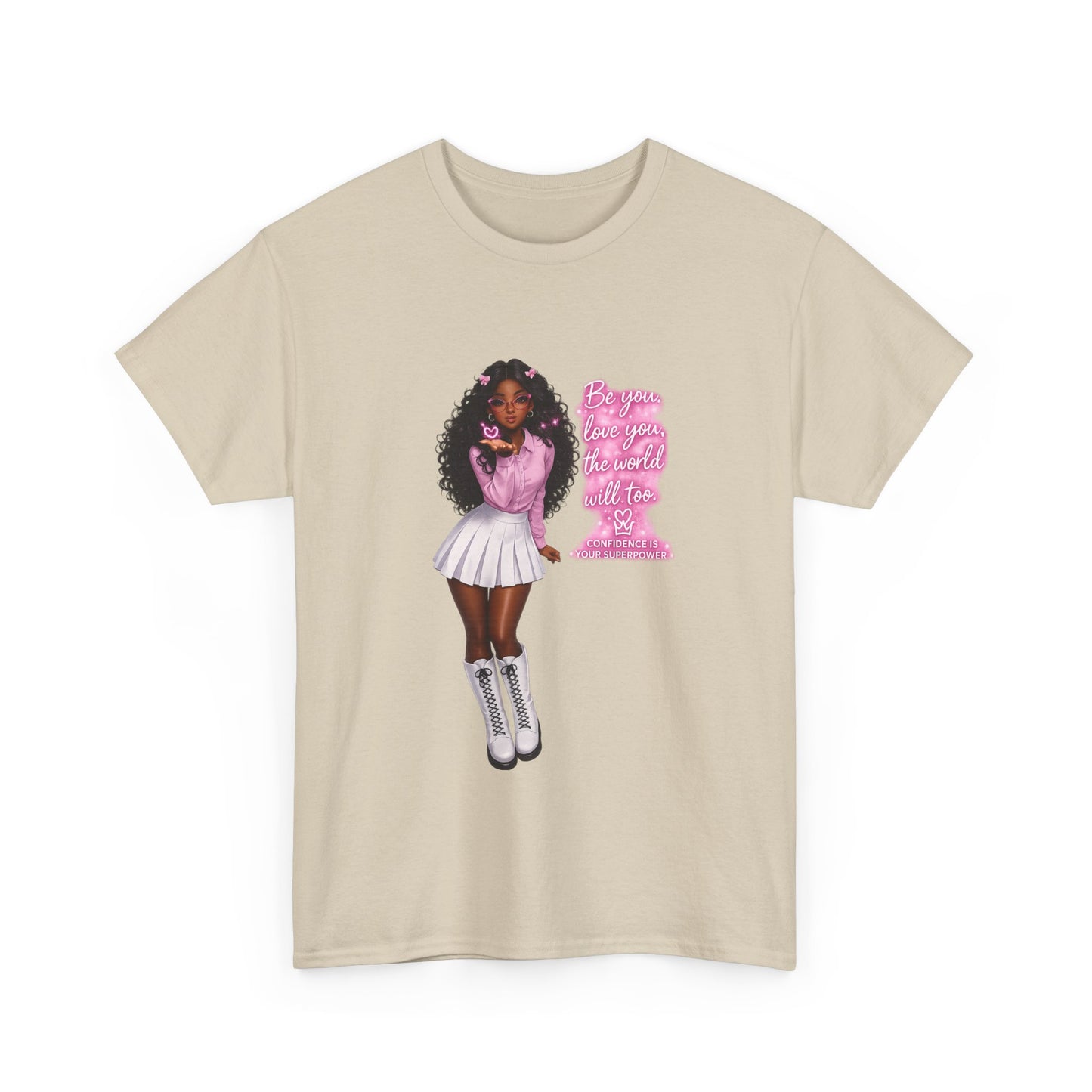 Afro Pink Cheerleader Tee – "Queen" Graphic Cotton T-Shirt