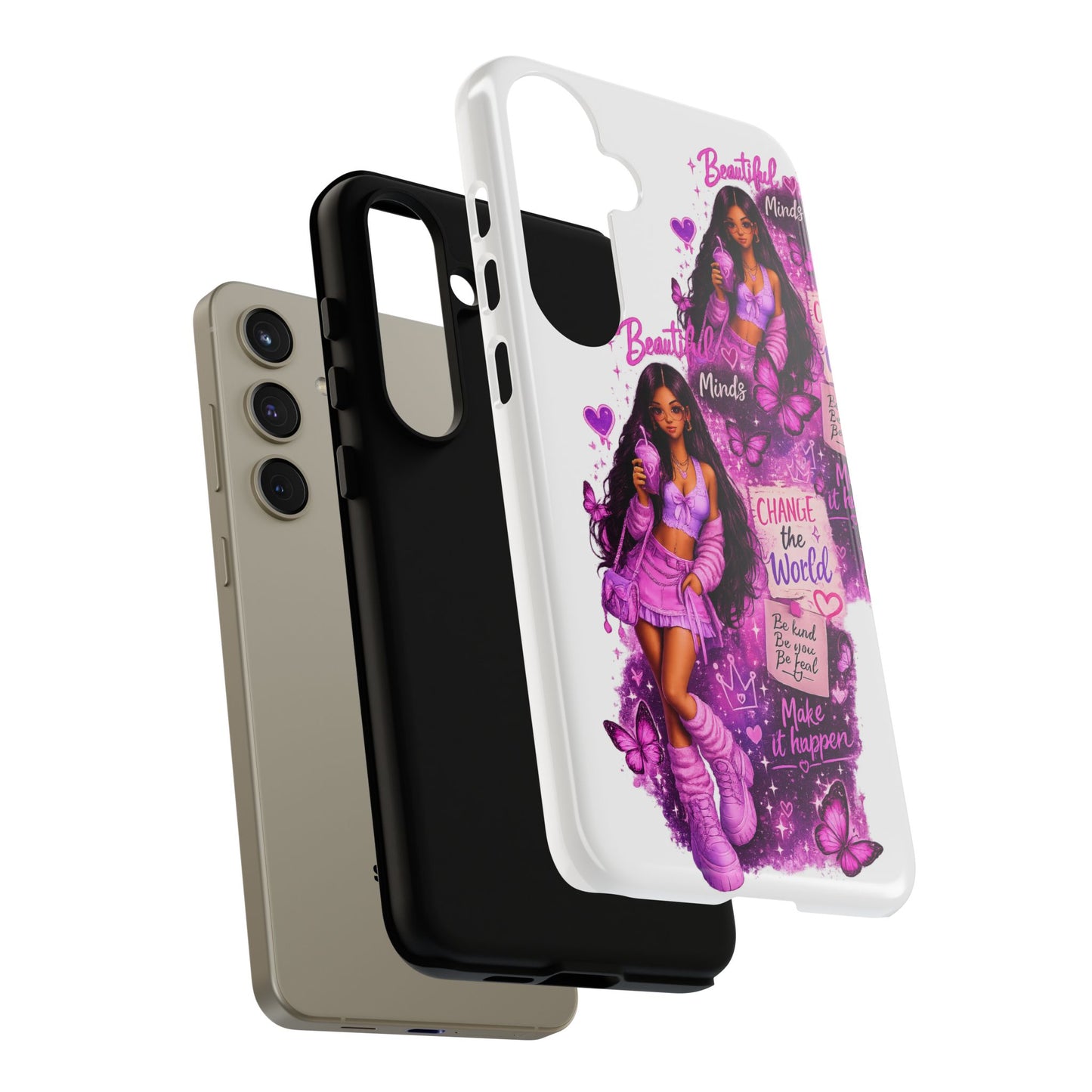 Empowered Girl Phone Case — Pink Butterfly ‘Change the World’ Design