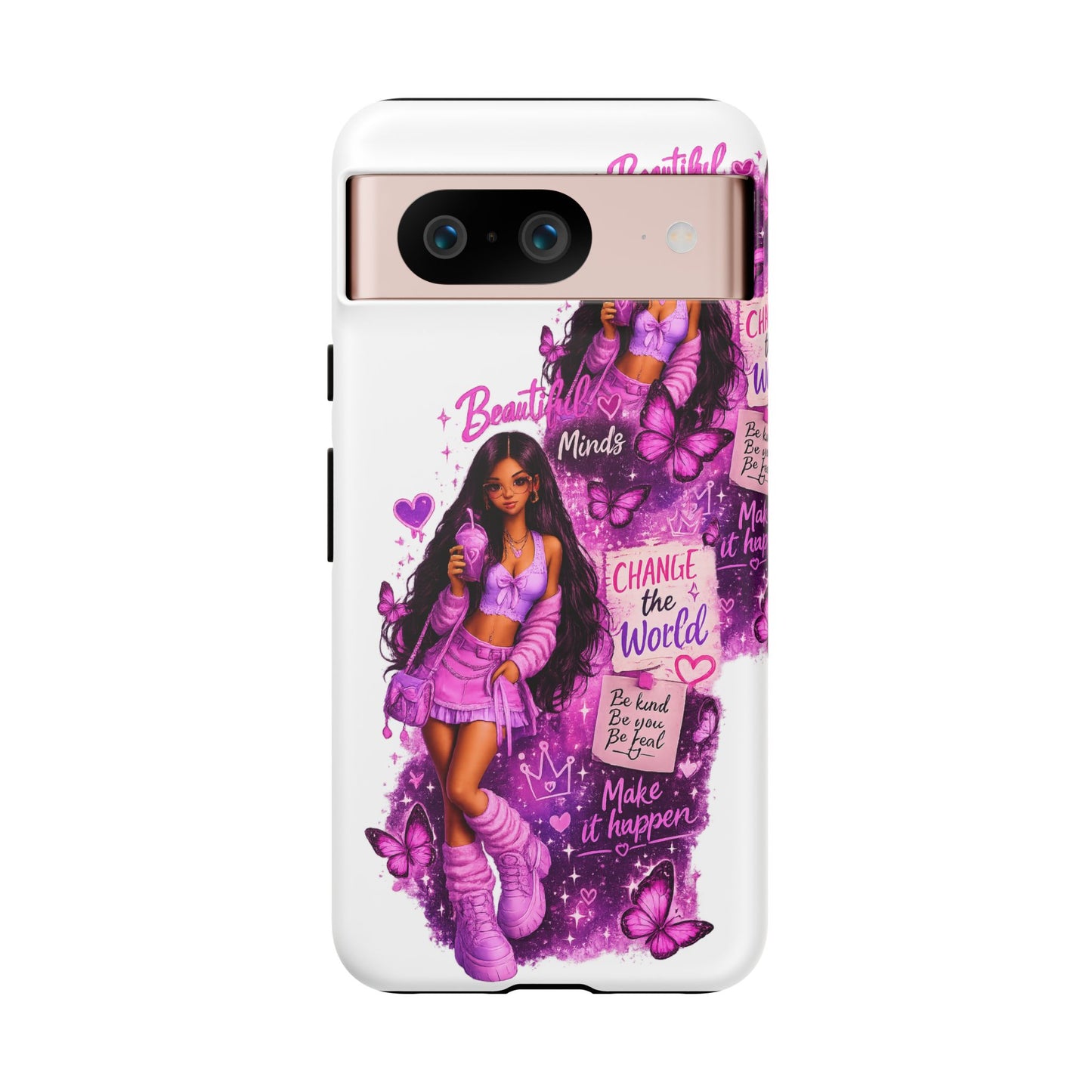 Empowered Girl Phone Case — Pink Butterfly ‘Change the World’ Design