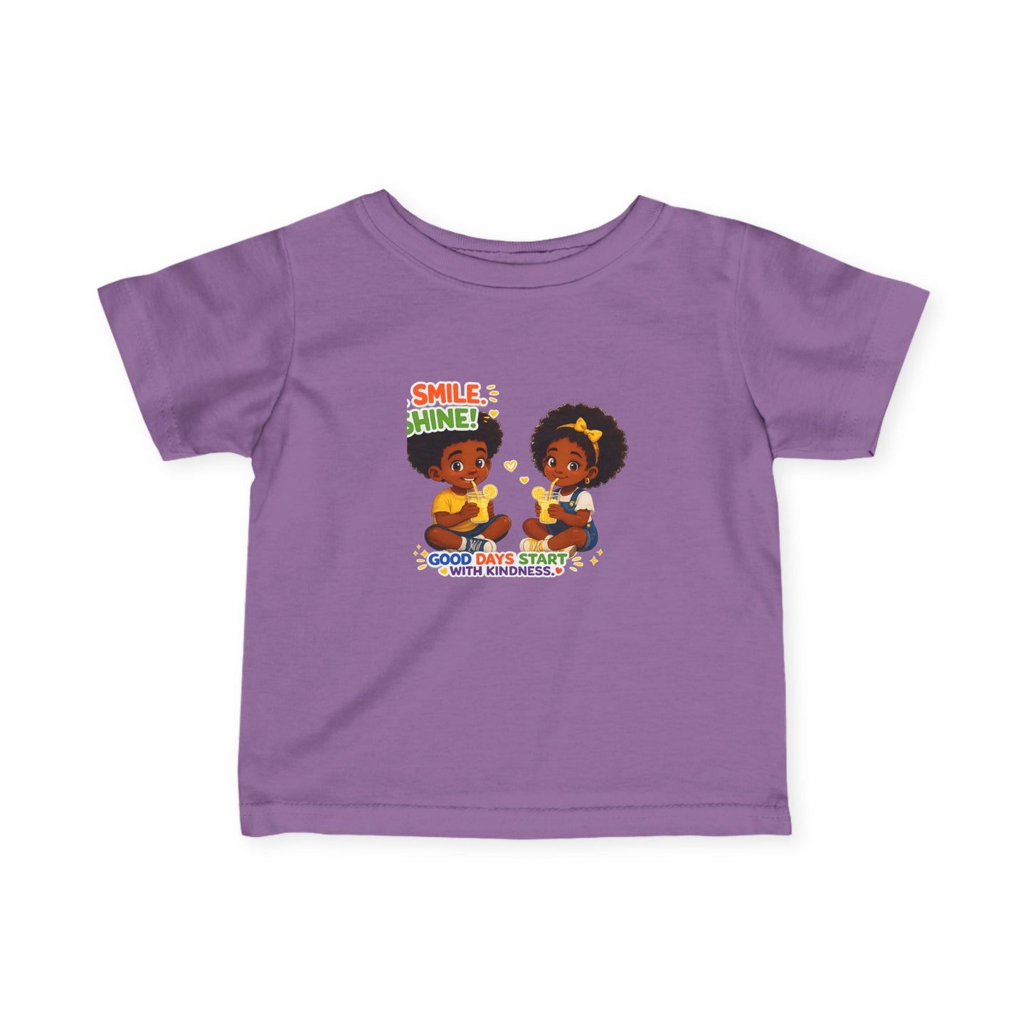 Infant Tee — "Smile, Shine! Good Days Start With Breakfast" Cute African American Kids Graphic