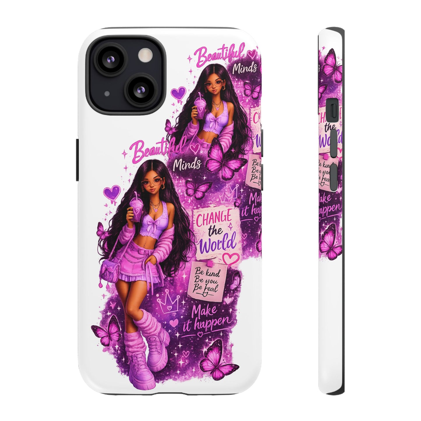 Empowered Girl Phone Case — Pink Butterfly ‘Change the World’ Design
