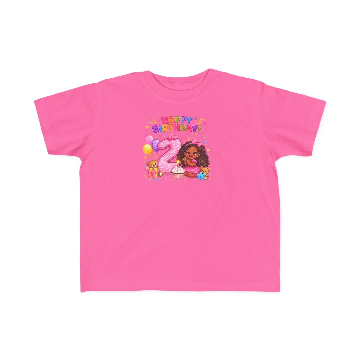 Toddler Birthday Tee — "Happy Birthday 2" Girl Balloon Party Shirt