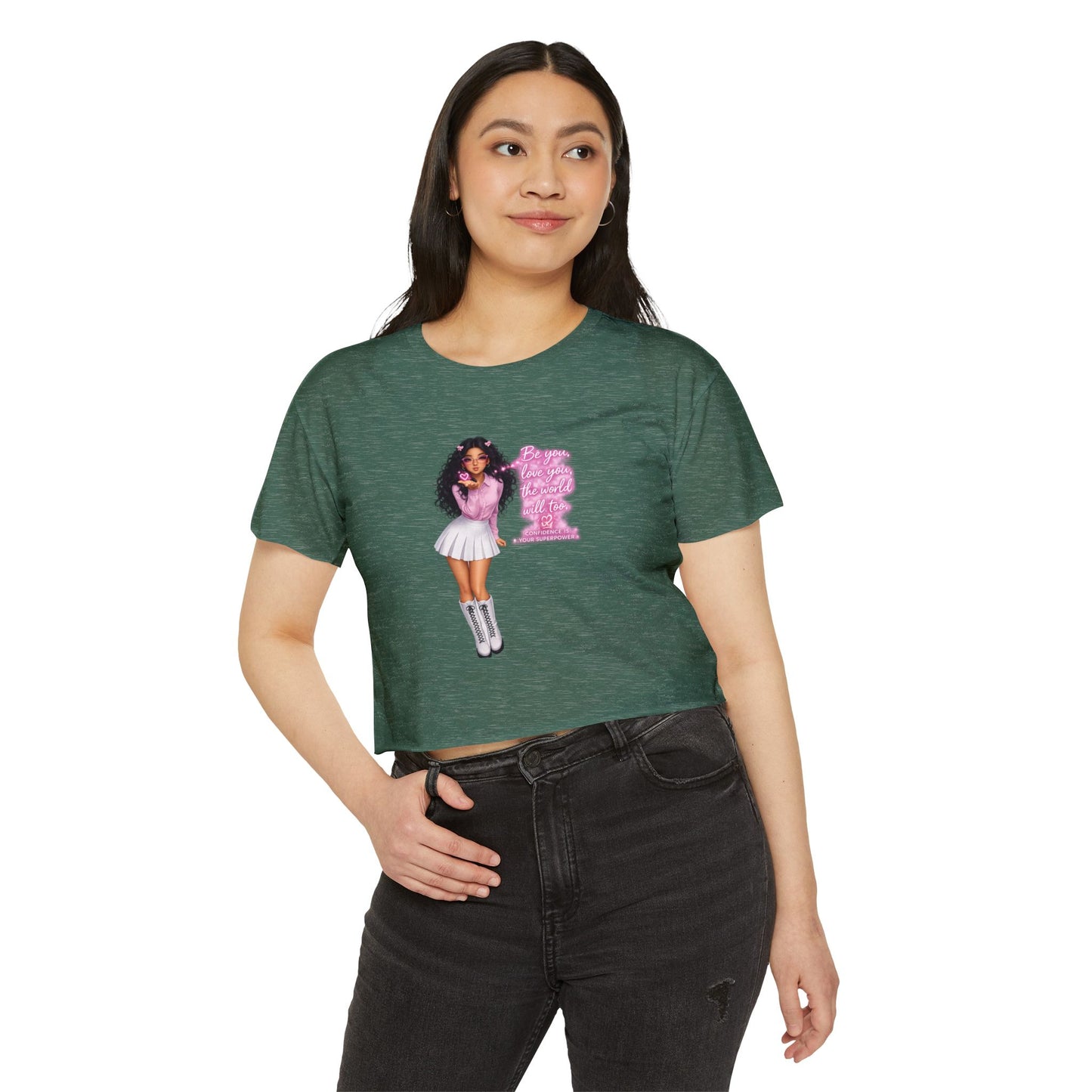Women's Festival Crop Top — Pink Glitter Diva Graphic