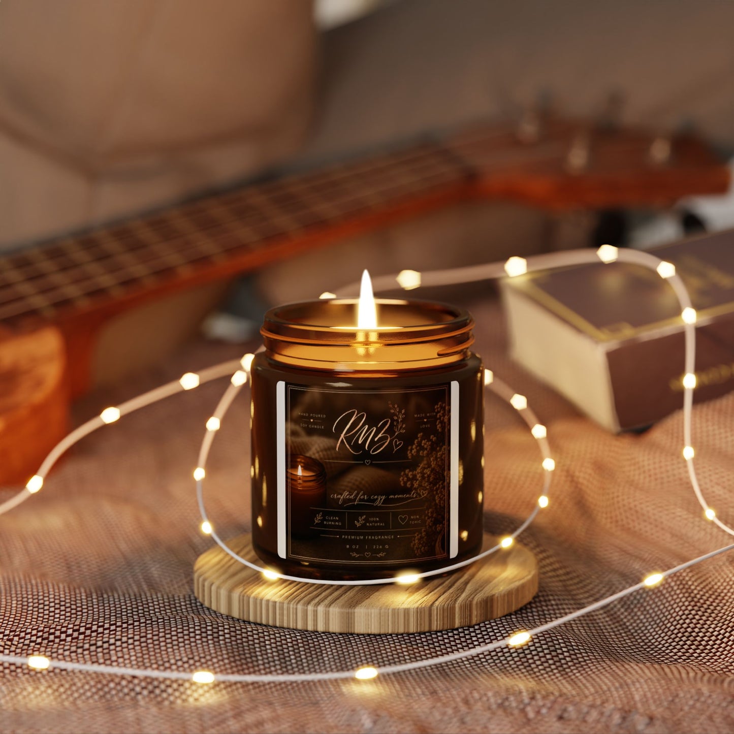 Amber Jar Soy Candle — Scented Aromatherapy Candle (Custom Label)