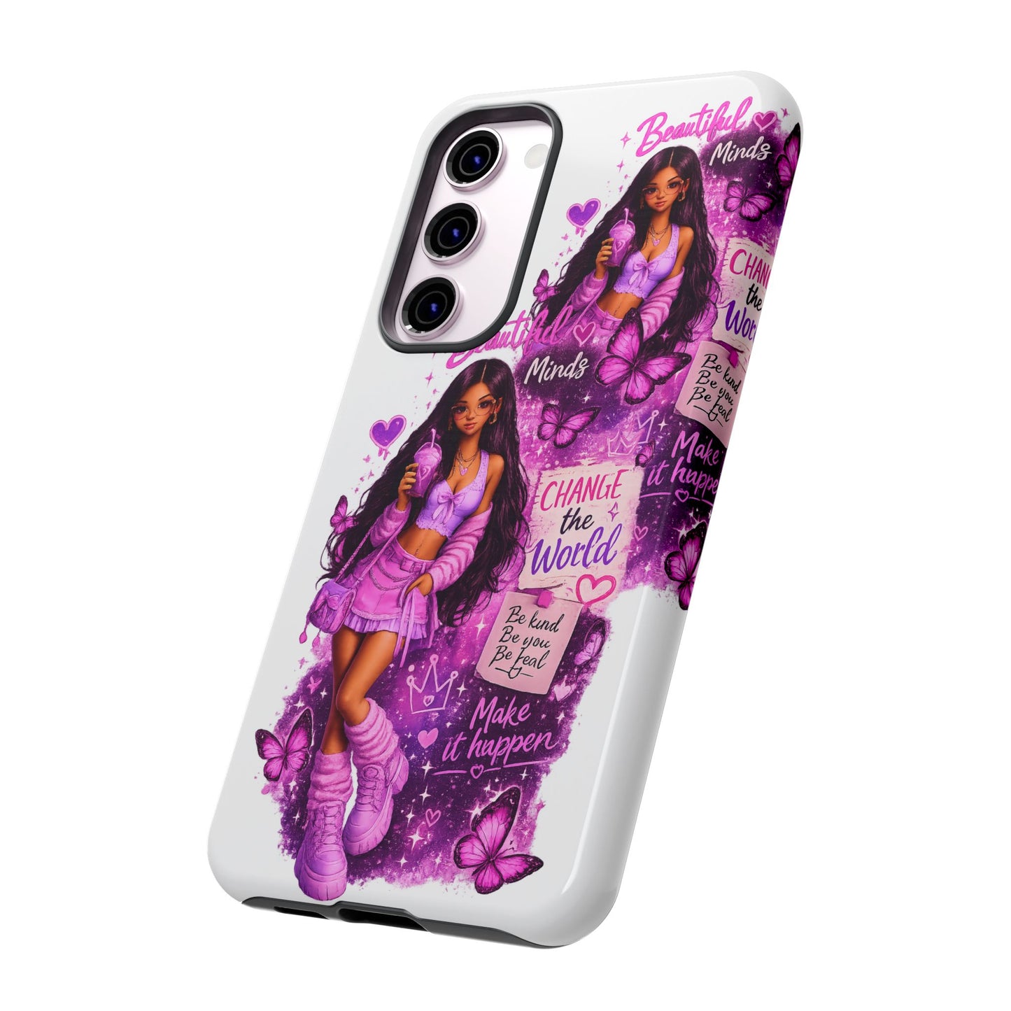 Empowered Girl Phone Case — Pink Butterfly ‘Change the World’ Design