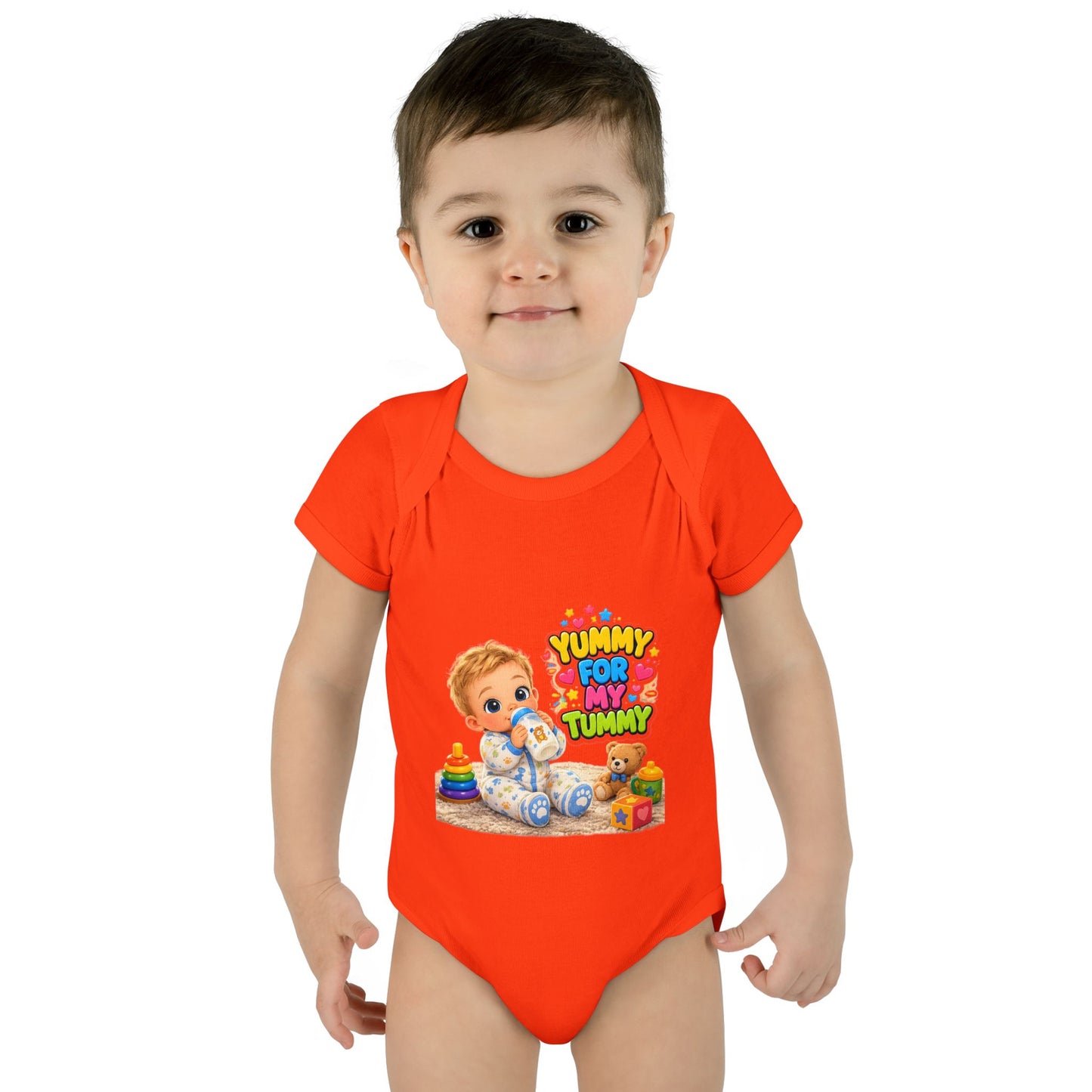 Yummy for My Tummy Baby Bodysuit — Cute Infant Feeding Onesie