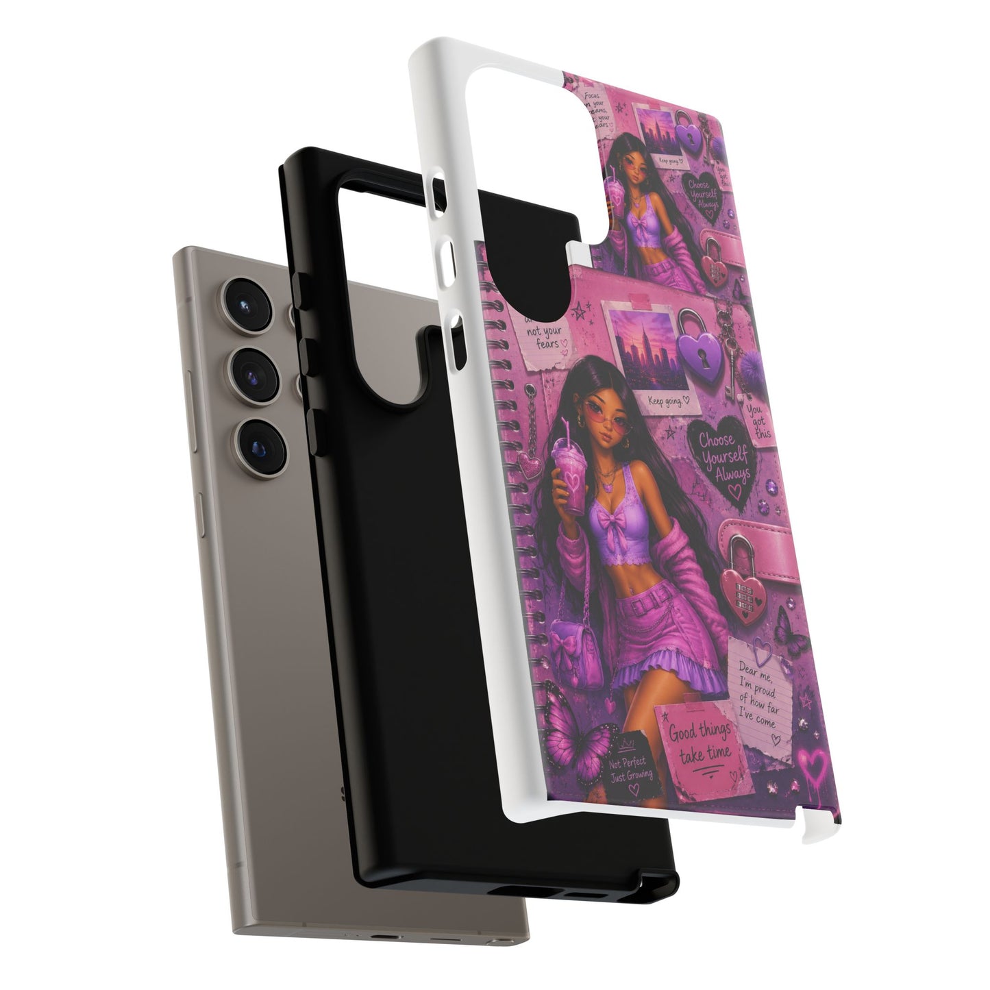 Purple Aesthetic Phone Case — Girl Collage 'Choose Yourself' Design