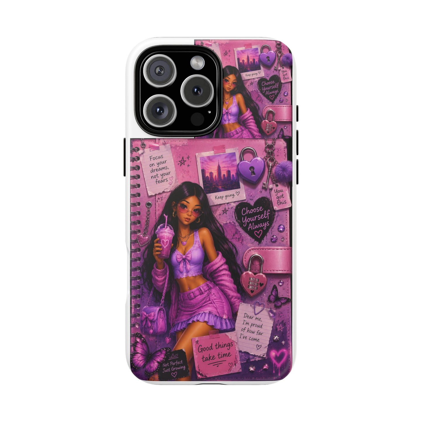 Purple Aesthetic Phone Case — Girl Collage 'Choose Yourself' Design